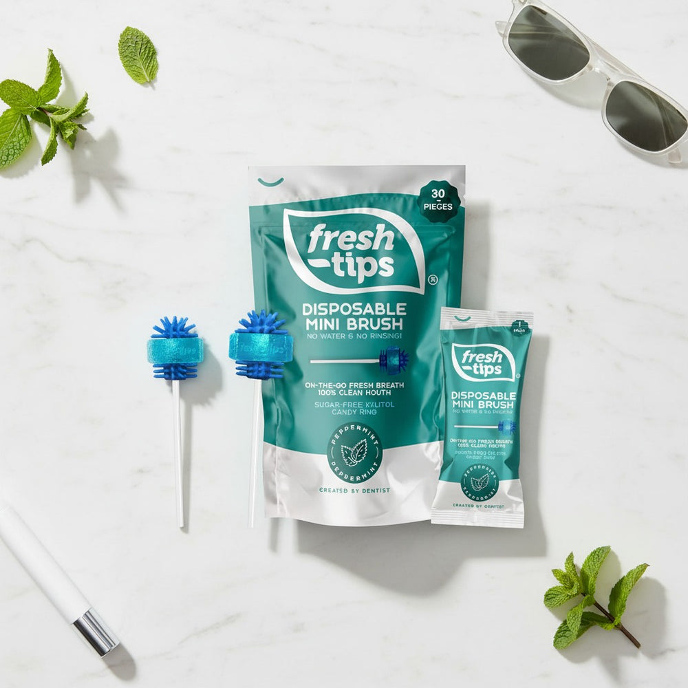 Fresh-Tips | Disposable Mini Toothbrush | Peppermint Flavor